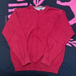 Vintage Tommy Hilfiger Men's Rich Red Crewneck Sweater